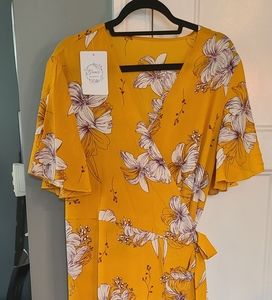 Mustard wrap maternity dress